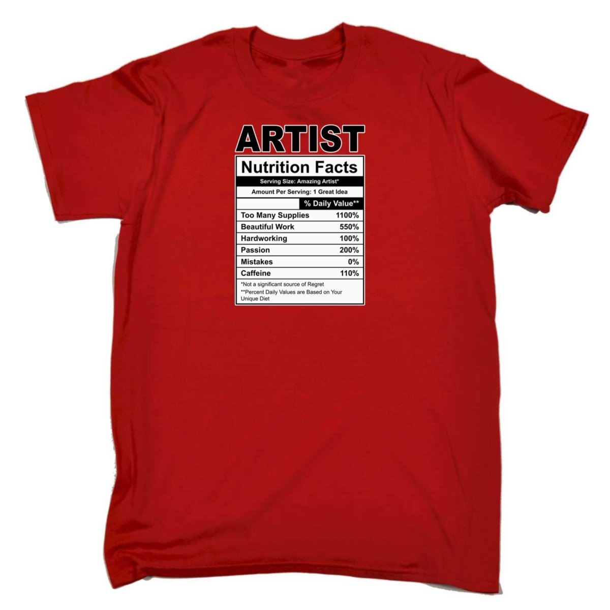 Artist Nutrition Facts - Mens Funny T-Shirt Tshirts - 123t Australia | Funny T-Shirts Mugs Novelty Gifts