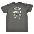 Asked God For An Angel He Sent Me My Wife - Mens Funny T-Shirt Tshirts Tee Shirt - 123t Australia | Funny T-Shirts Mugs Novelty Gifts