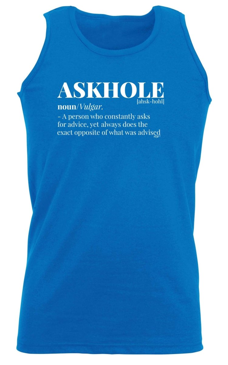 Askhole Noun - Funny Novelty Vest Singlet Unisex Tank Top - 123t Australia | Funny T-Shirts Mugs Novelty Gifts