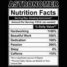 Astronomer Nutrition Facts - Mens 123t Funny T-Shirt Tshirts