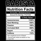 Barista Nutrition Facts - Mens 123t Funny T-Shirt Tshirts