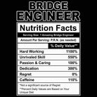 Bridge Engineer Nutrition Facts - Mens 123t Funny T-Shirt Tshirts