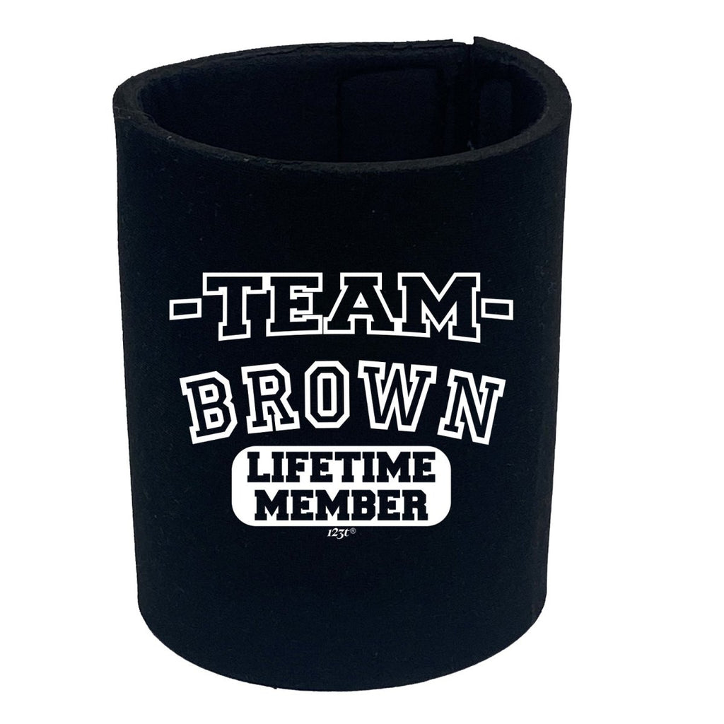 Brown V2 Team Lifetime Member - Funny Novelty Stubby Holder - 123t Australia | Funny T-Shirts Mugs Novelty Gifts