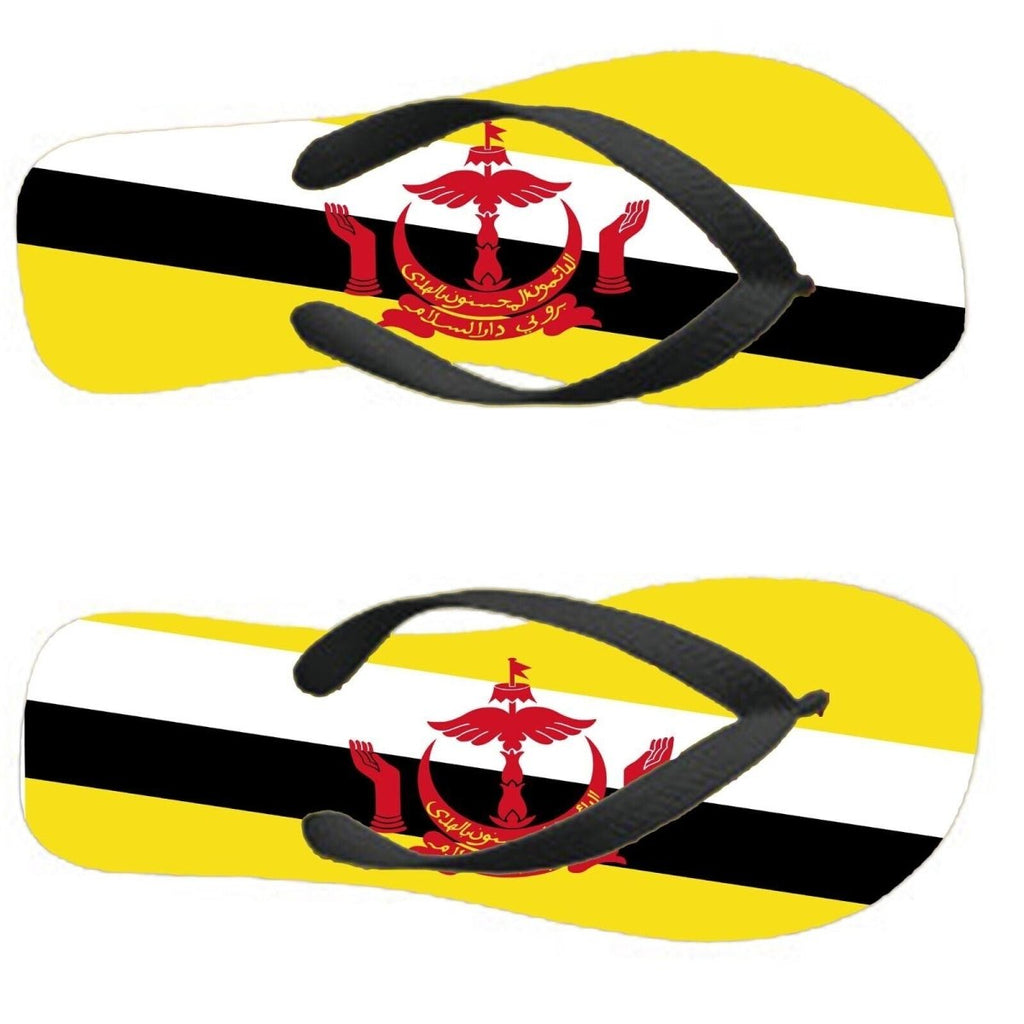 Brunei Flip Flops Thongs Country Flag Nationality Supporter Flags Sandals - 123t Australia | Funny T-Shirts Mugs Novelty Gifts