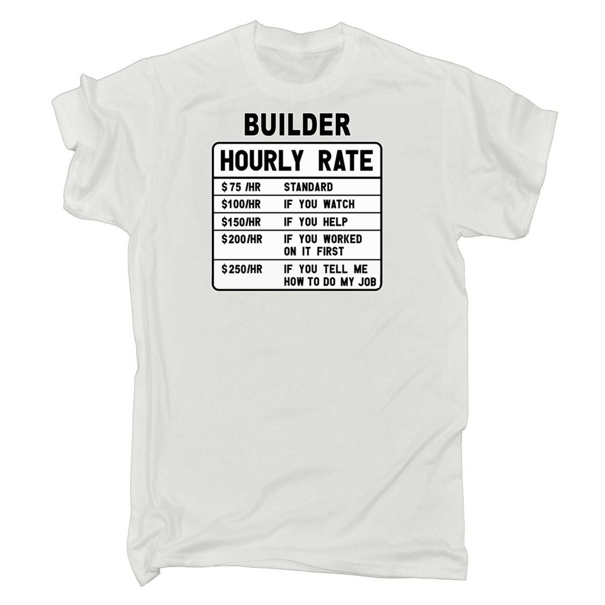 Builder Hourly Rate - Mens Funny T-Shirt Tshirts - 123t Australia | Funny T-Shirts Mugs Novelty Gifts