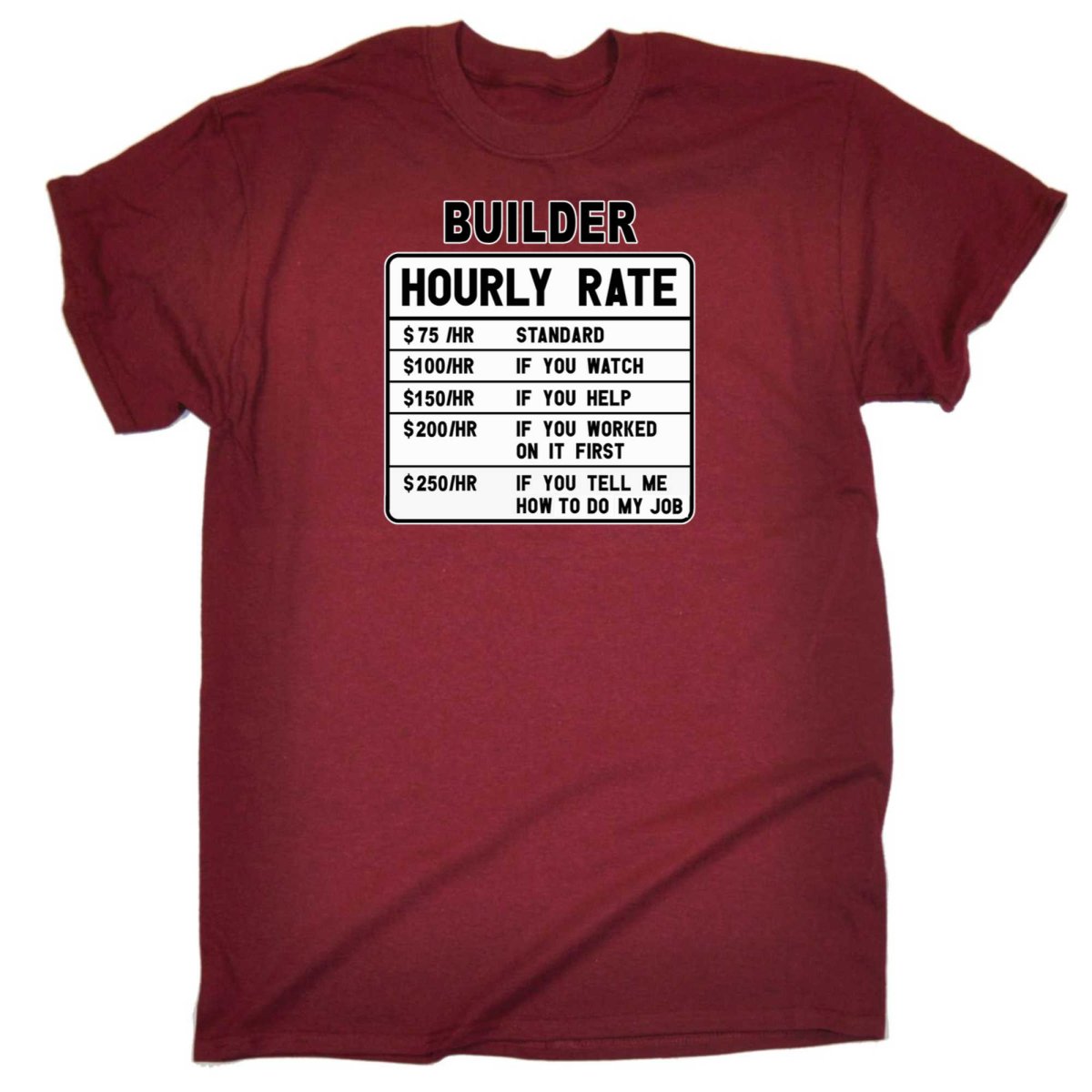 Builder Hourly Rate - Mens Funny T-Shirt Tshirts - 123t Australia | Funny T-Shirts Mugs Novelty Gifts