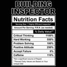 Building Inspector Nutrition Facts - Mens Funny T-Shirt Tshirts - 123t Australia | Funny T-Shirts Mugs Novelty Gifts