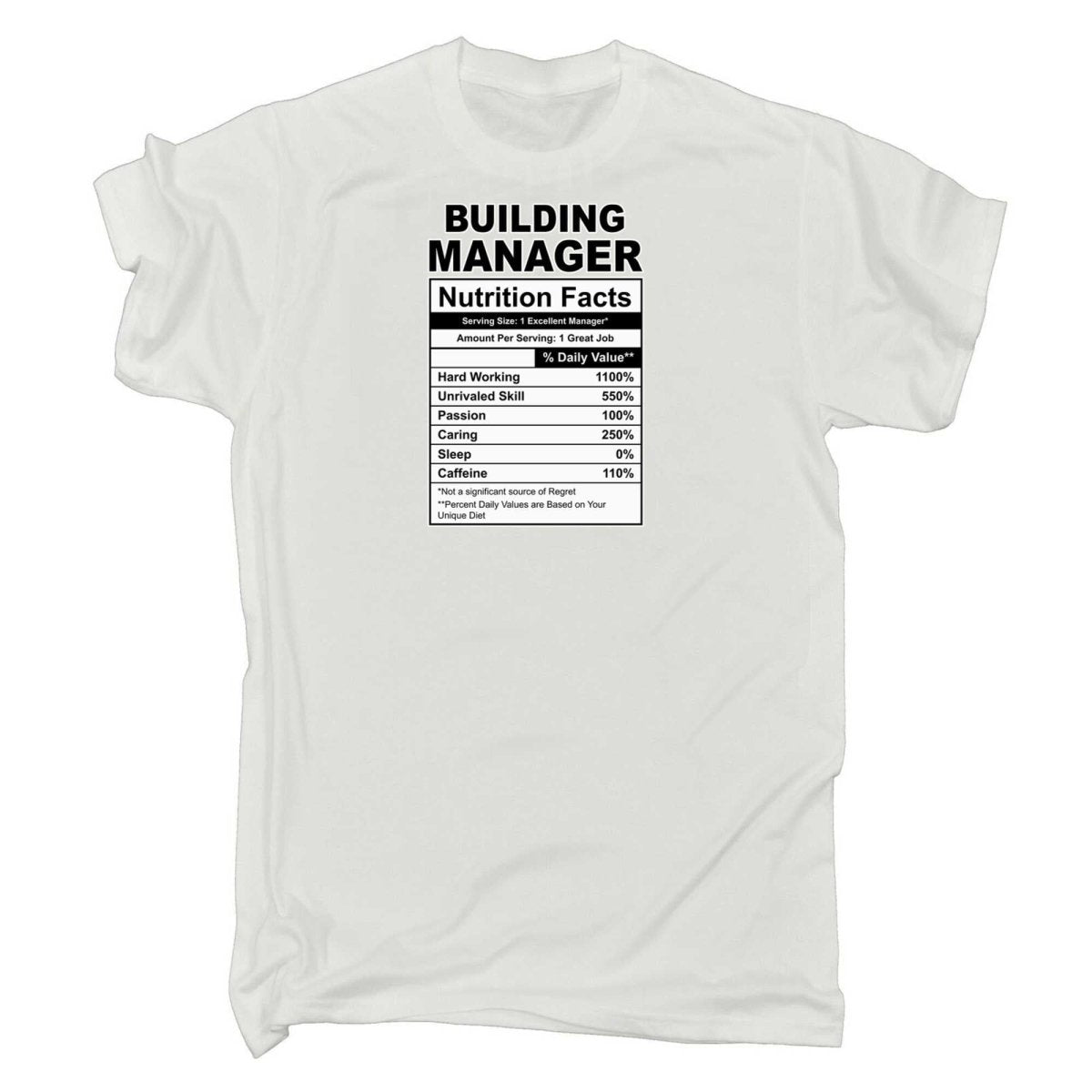 Building Manager Nutrition Facts - Mens Funny T-Shirt Tshirts - 123t Australia | Funny T-Shirts Mugs Novelty Gifts