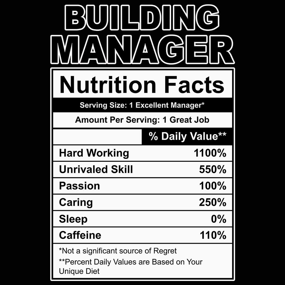 Building Manager Nutrition Facts - Mens Funny T-Shirt Tshirts - 123t Australia | Funny T-Shirts Mugs Novelty Gifts