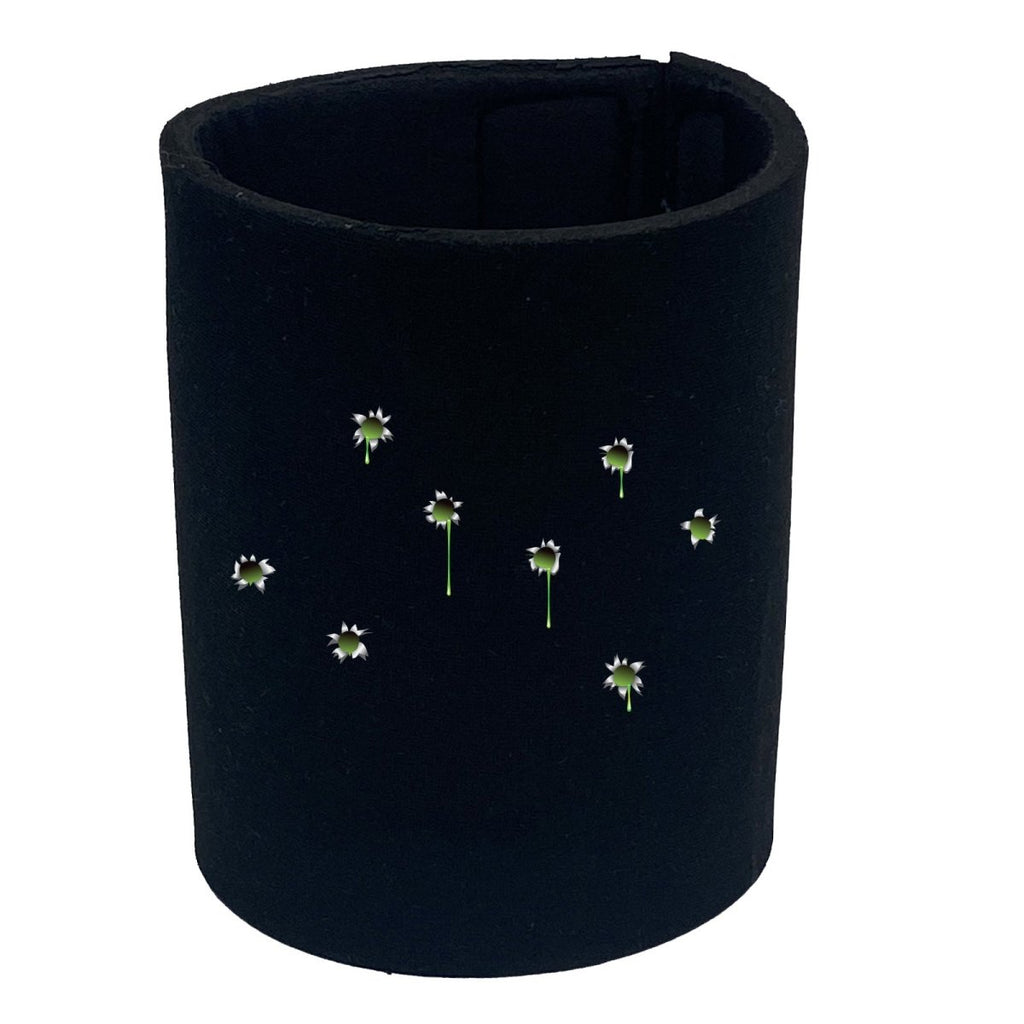Bullet Holes Green - Funny Novelty Stubby Holder - 123t Australia | Funny T-Shirts Mugs Novelty Gifts