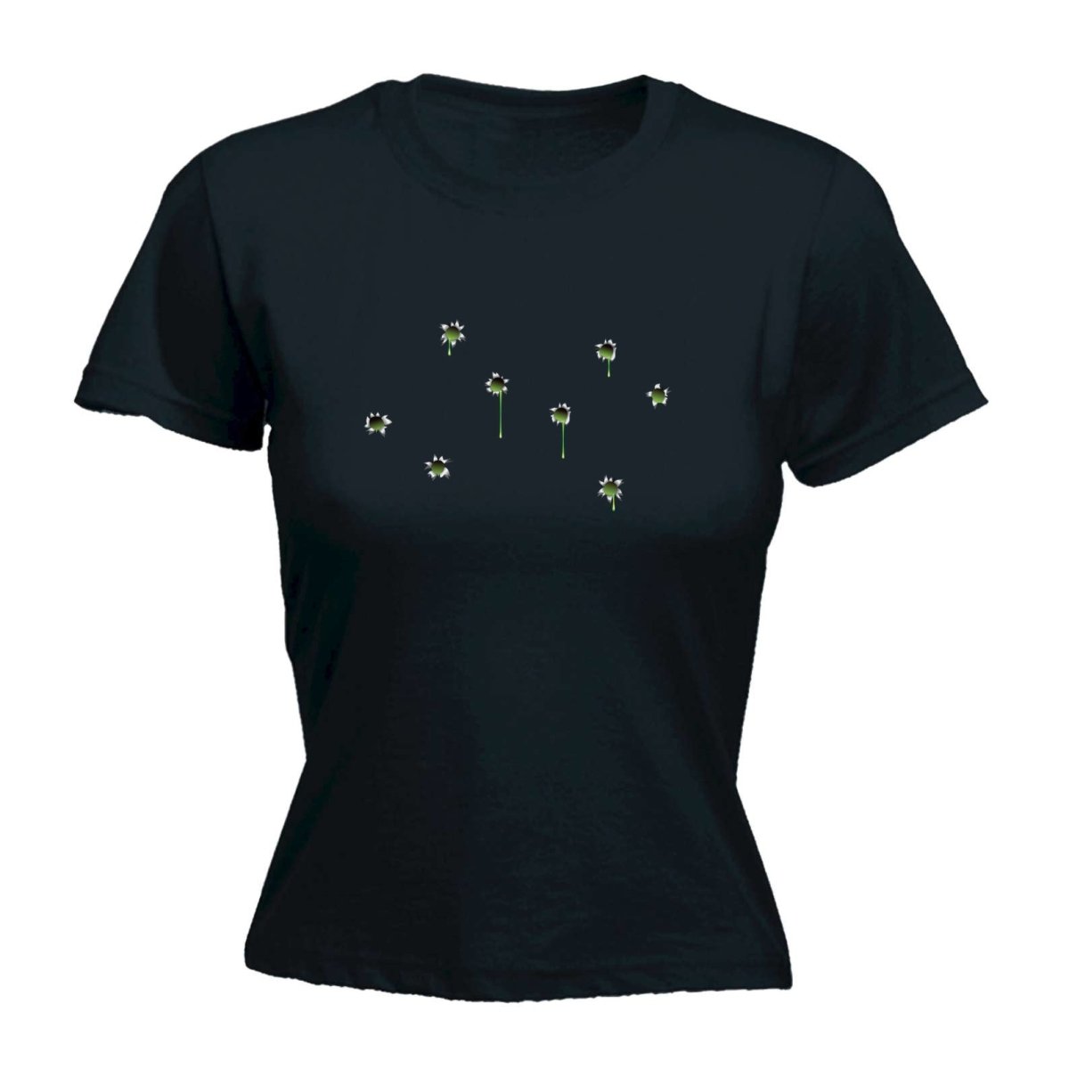 Bullet Holes Green - Funny Novelty Womens T-Shirt T Shirt Tshirt - 123t Australia | Funny T-Shirts Mugs Novelty Gifts