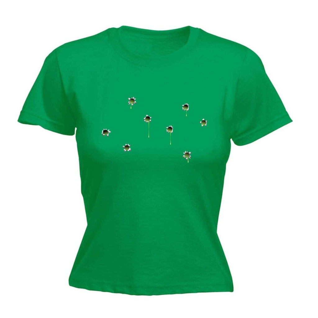 Bullet Holes Green - Funny Novelty Womens T-Shirt T Shirt Tshirt - 123t Australia | Funny T-Shirts Mugs Novelty Gifts