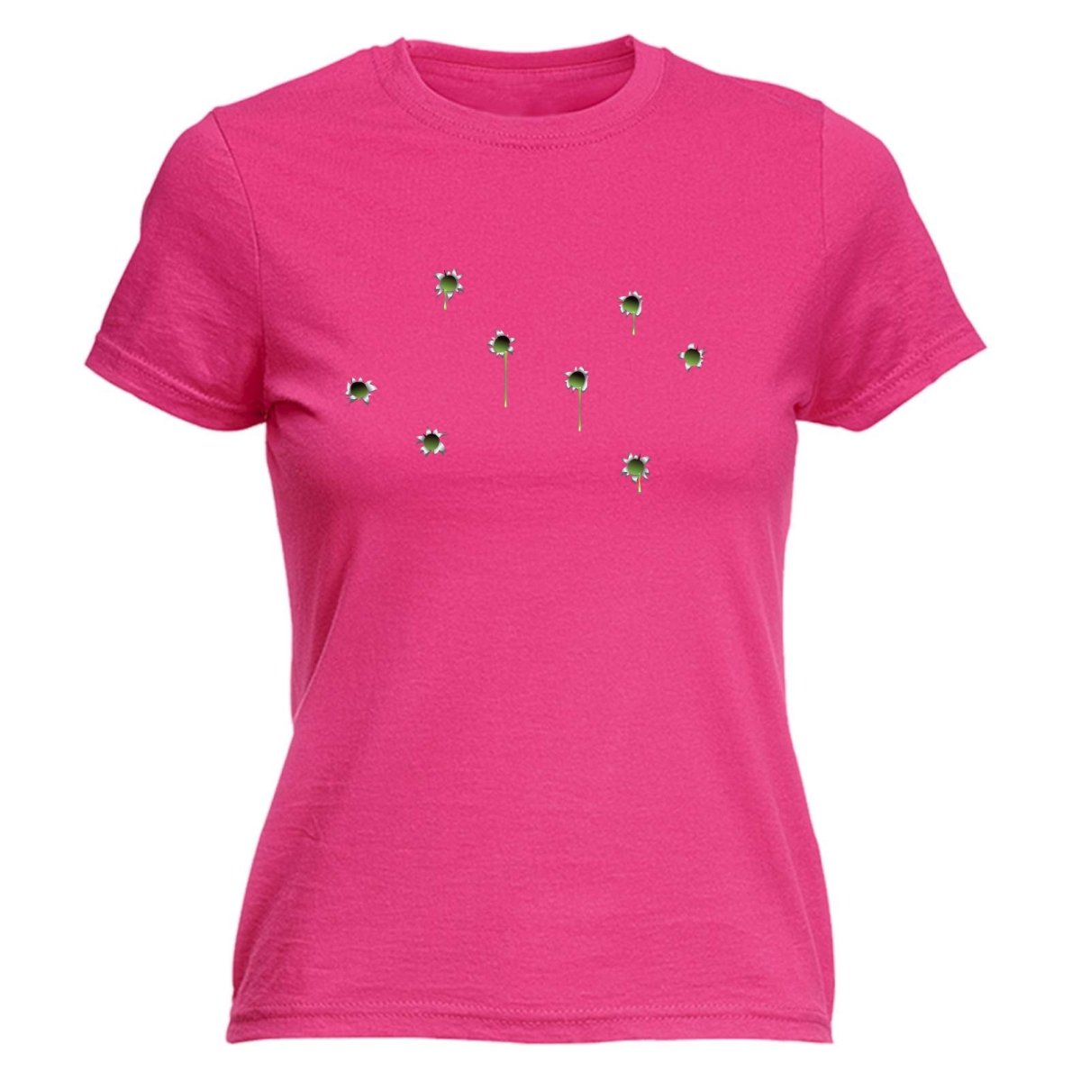 Bullet Holes Green - Funny Novelty Womens T-Shirt T Shirt Tshirt - 123t Australia | Funny T-Shirts Mugs Novelty Gifts