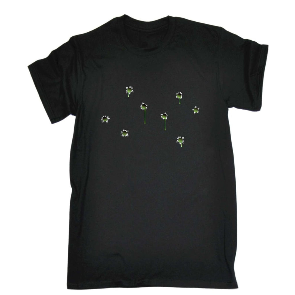 Bullet Holes Green - Mens Funny Novelty T-Shirt Tshirts BLACK T Shirt - 123t Australia | Funny T-Shirts Mugs Novelty Gifts