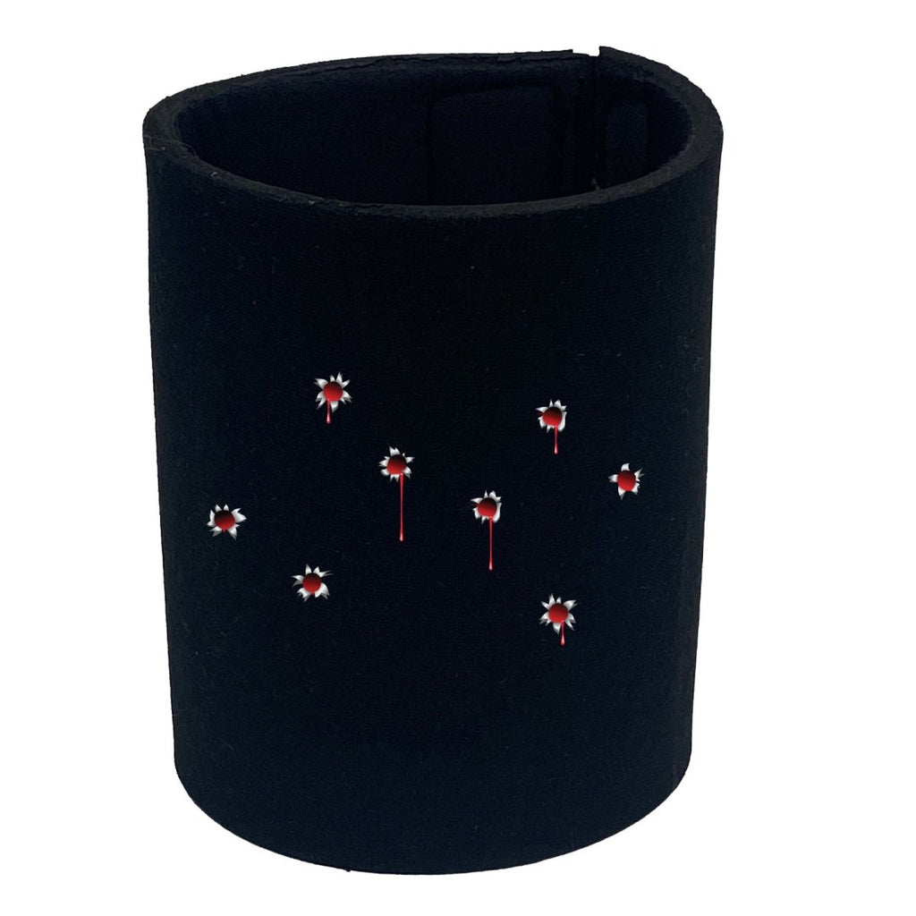 Bullet Holes Red - Funny Novelty Stubby Holder - 123t Australia | Funny T-Shirts Mugs Novelty Gifts