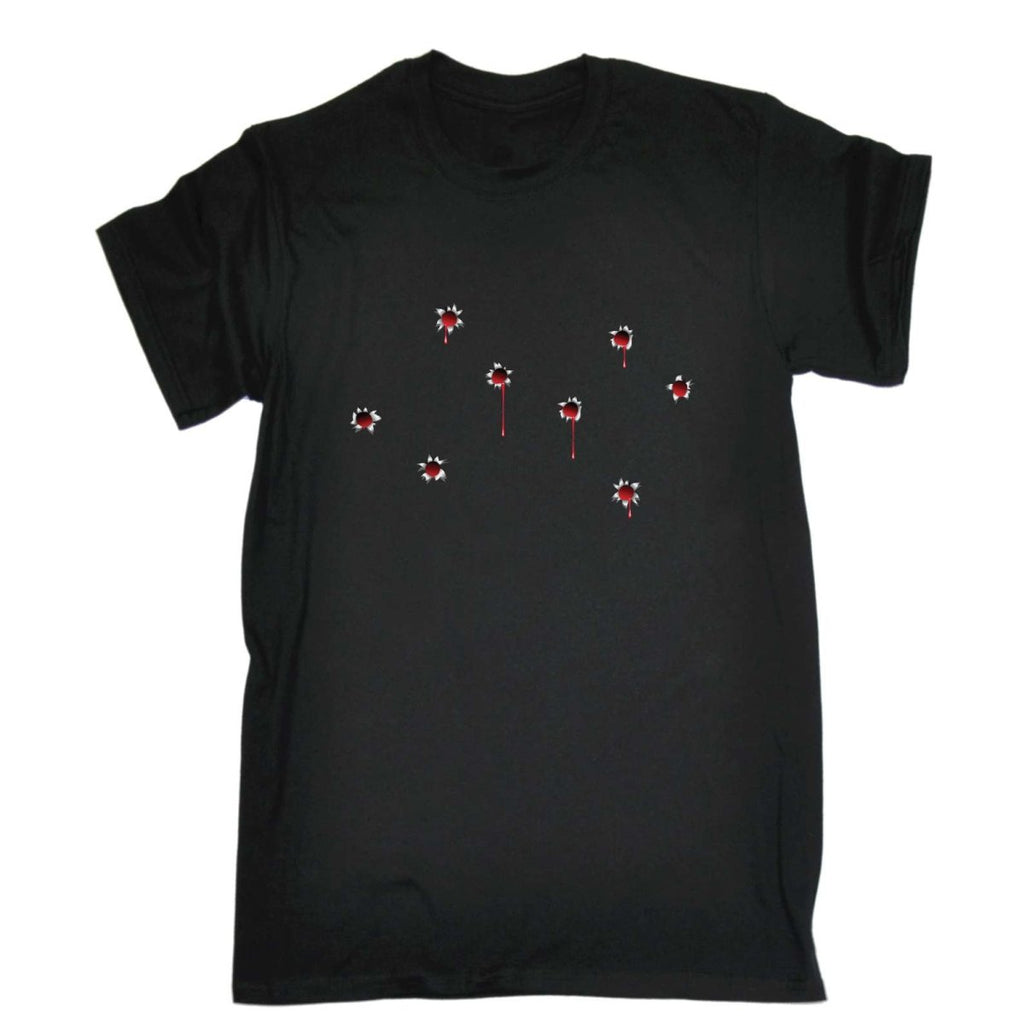Bullet Holes Red - Mens Funny Novelty T-Shirt Tshirts BLACK T Shirt - 123t Australia | Funny T-Shirts Mugs Novelty Gifts