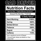 Cab Driver Nutrition Facts - Mens Funny T-Shirt Tshirts - 123t Australia | Funny T-Shirts Mugs Novelty Gifts