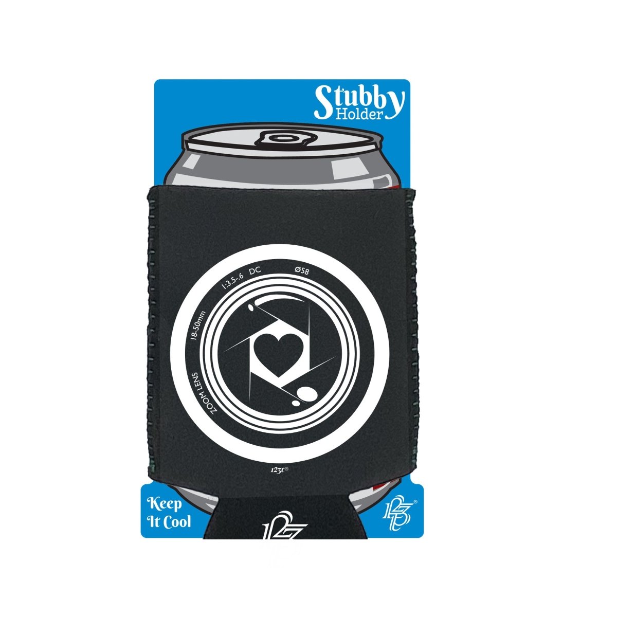Camera Heart - Funny Novelty Stubby Holder With Base - 123t Australia | Funny T-Shirts Mugs Novelty Gifts