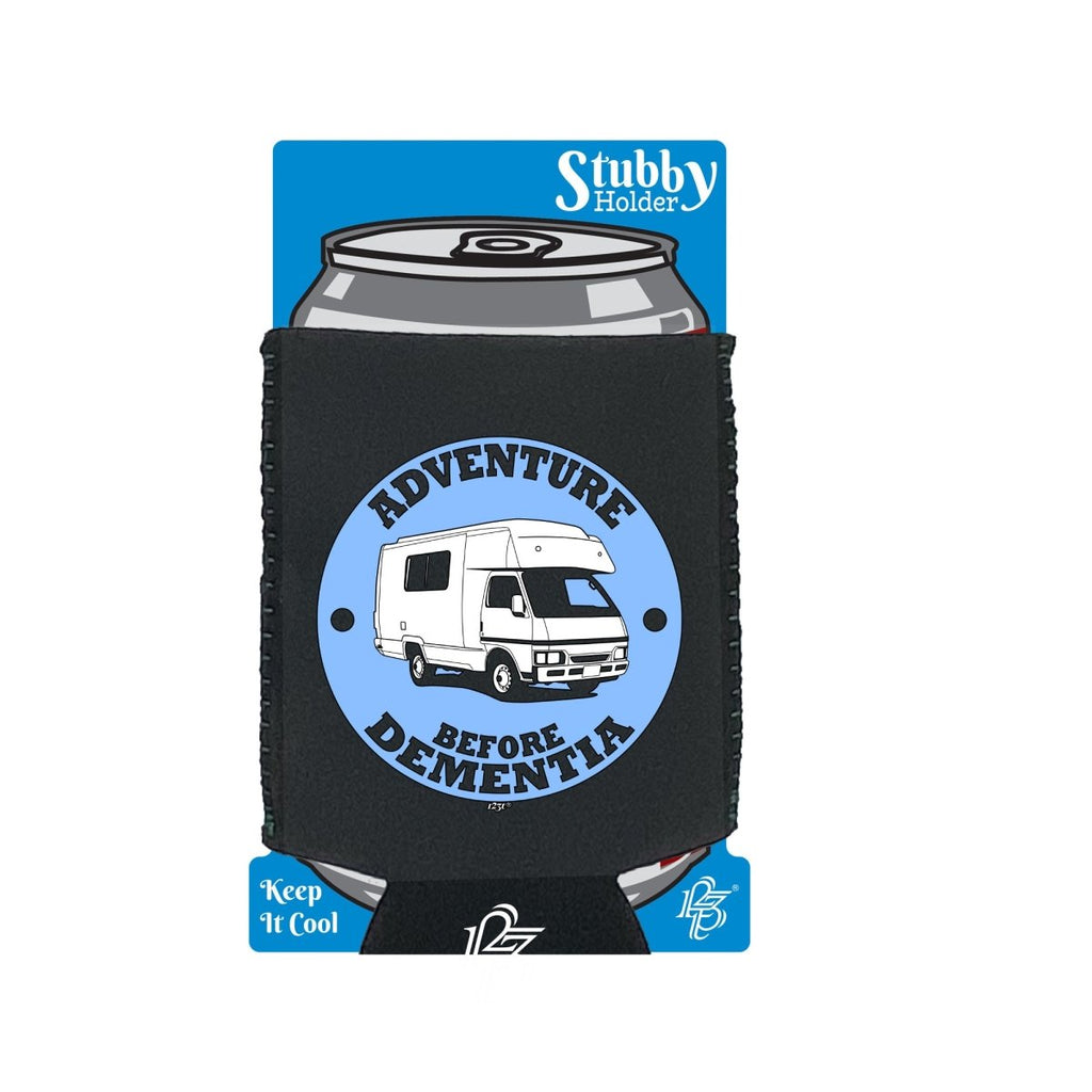 Camper Adventure Before - Funny Novelty Stubby Holder With Base - 123t Australia | Funny T-Shirts Mugs Novelty Gifts