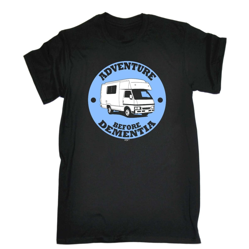 Camper Adventure Before - Mens Funny Novelty T-Shirt Tshirts BLACK T Shirt - 123t Australia | Funny T-Shirts Mugs Novelty Gifts