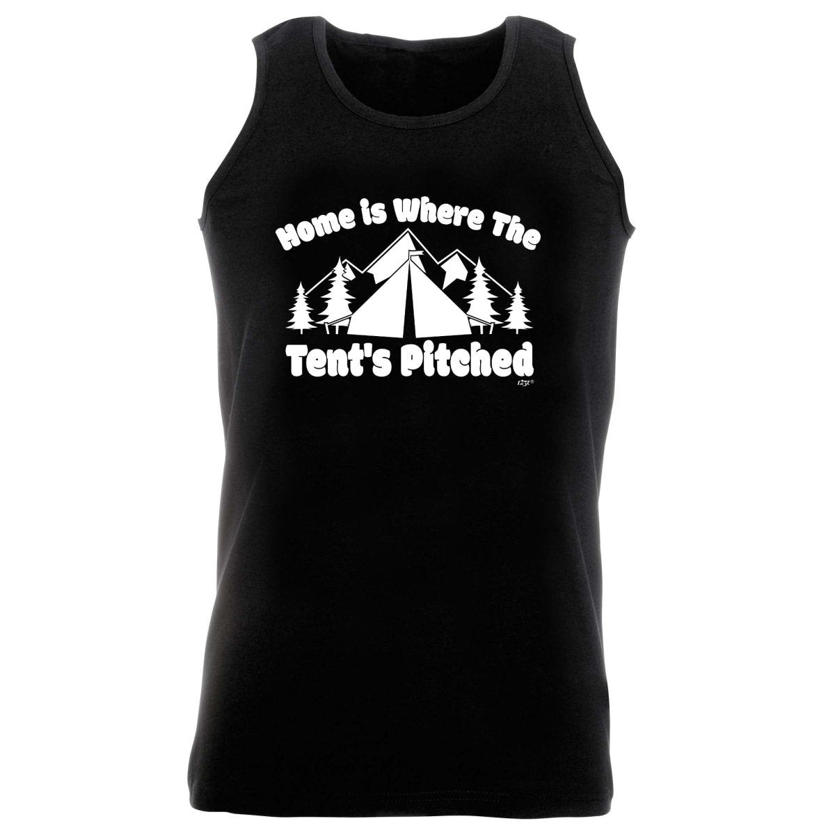 Camping Home Is Where The Tents Pitched - Funny Novelty Vest Singlet Unisex Tank Top - 123t Australia | Funny T-Shirts Mugs Novelty Gifts