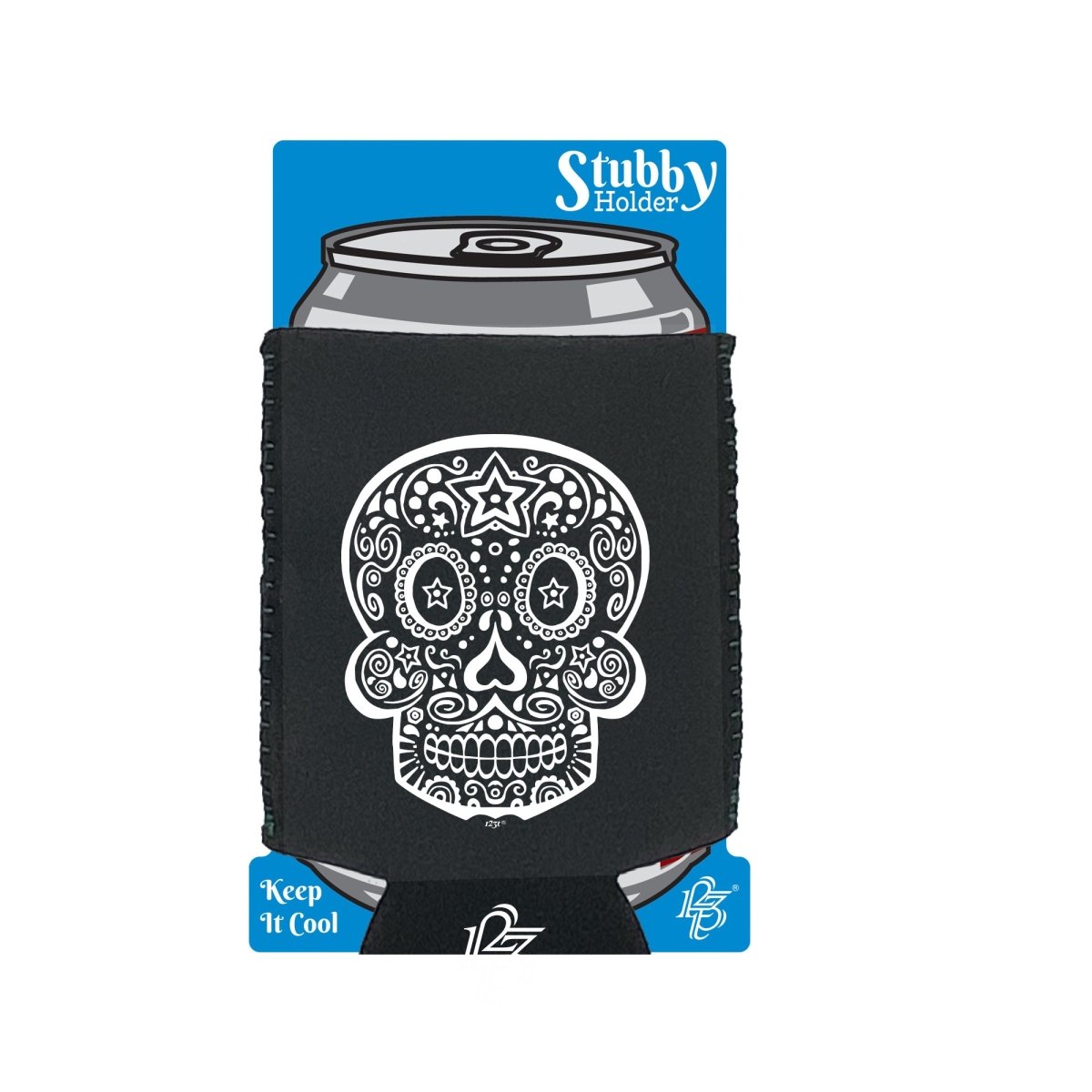 Candy Skull - Funny Novelty Stubby Holder With Base - 123t Australia | Funny T-Shirts Mugs Novelty Gifts