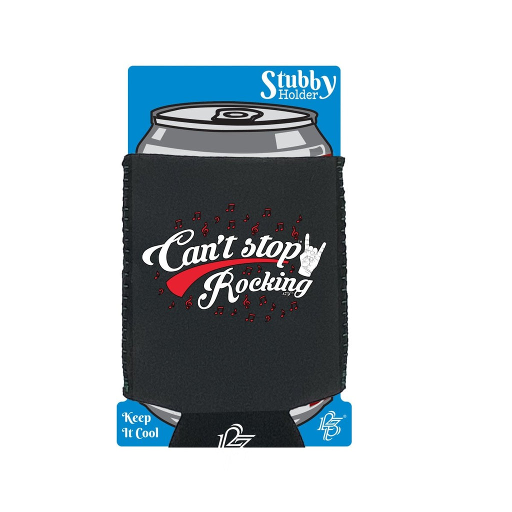 Cant Stop Rocking Music - Funny Novelty Stubby Holder With Base - 123t Australia | Funny T-Shirts Mugs Novelty Gifts