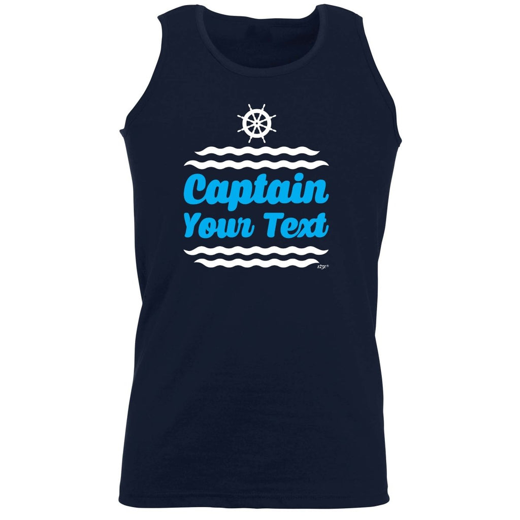 Captain Your Text Personalised - Funny Novelty Vest Singlet Unisex Tank Top - 123t Australia | Funny T-Shirts Mugs Novelty Gifts