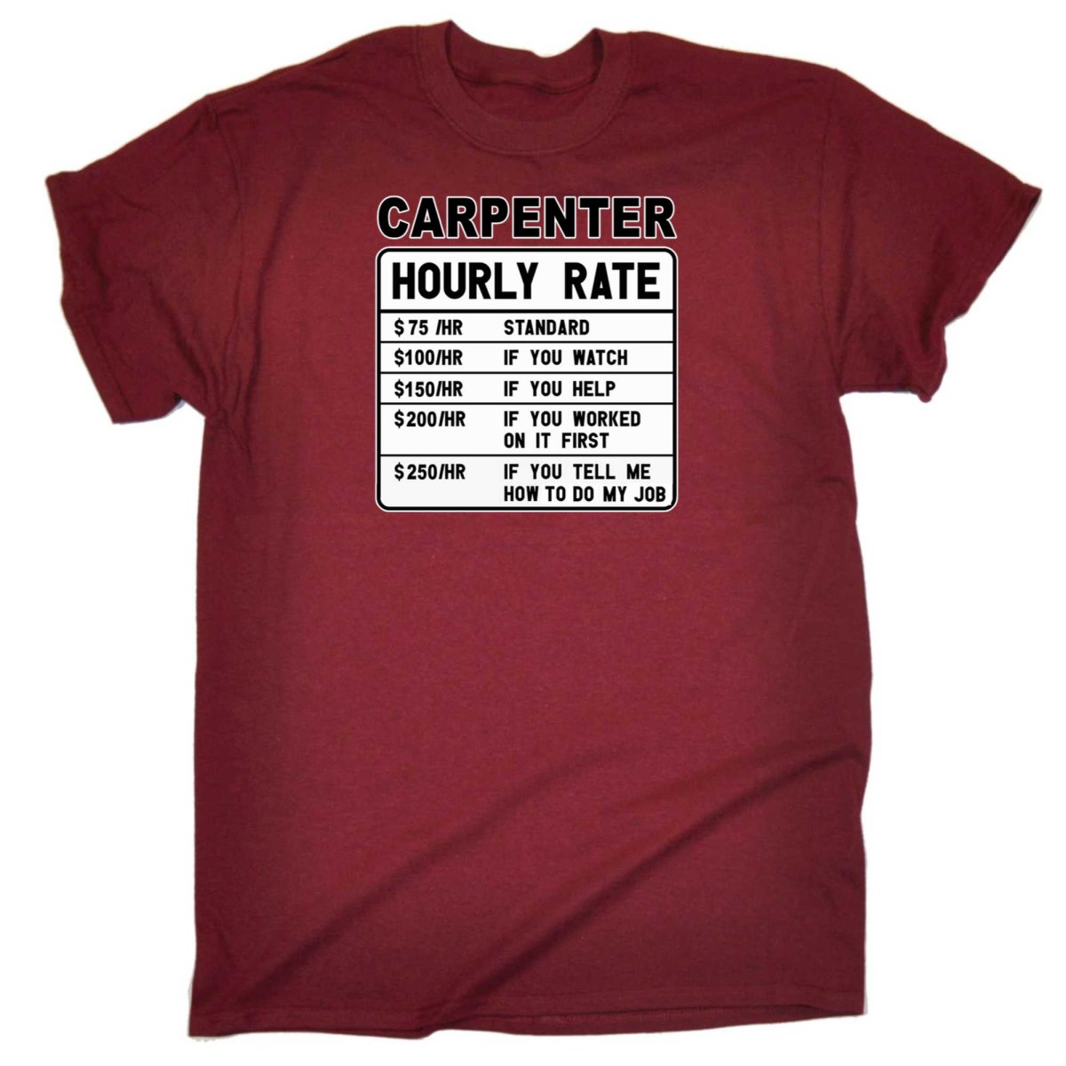 Carpenter Hourly Rate - Mens Funny T-Shirt Tshirts - 123t Australia | Funny T-Shirts Mugs Novelty Gifts