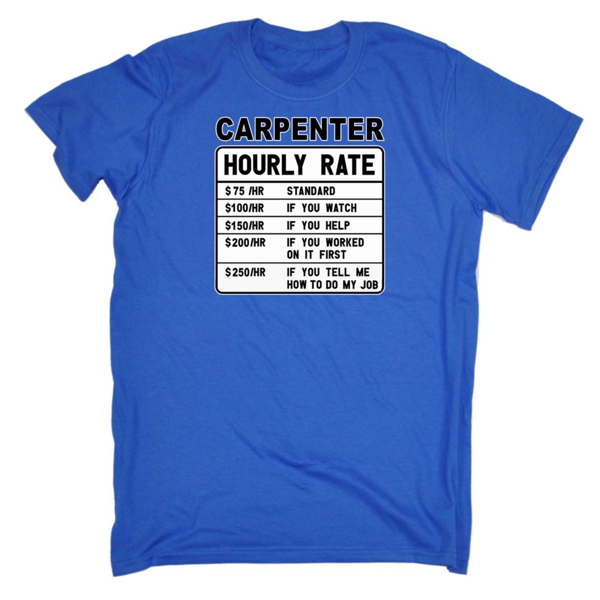 Carpenter Hourly Rate - Mens Funny T-Shirt Tshirts - 123t Australia | Funny T-Shirts Mugs Novelty Gifts