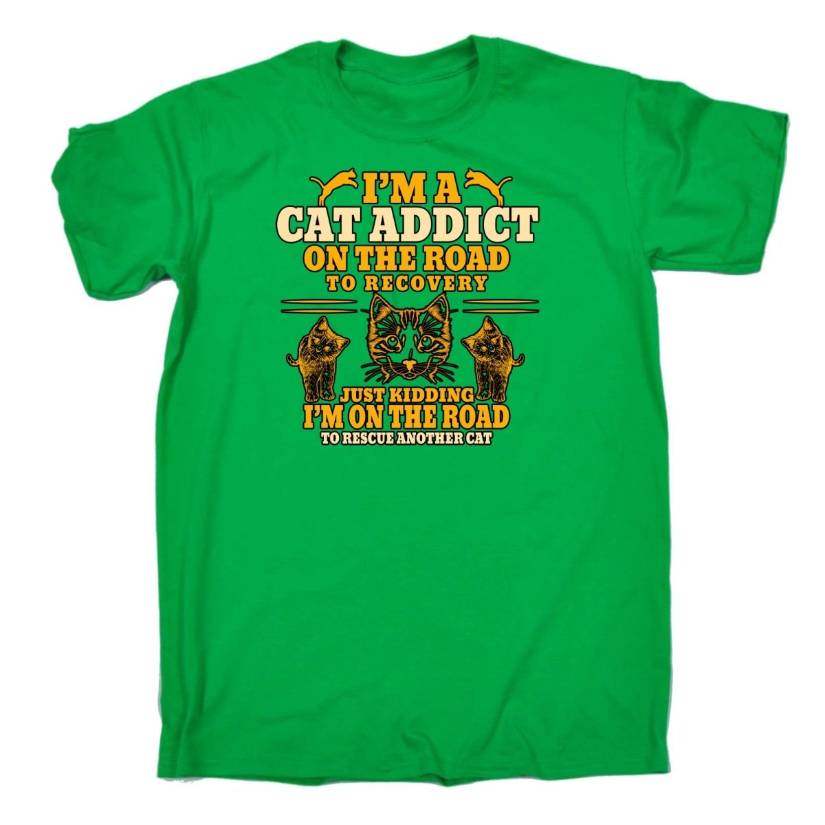 Cat Addict On The Road To Recovery Kitten Pussy Cats - Mens Funny T-Shirt Tshirts Tee Shirt - 123t Australia | Funny T-Shirts Mugs Novelty Gifts