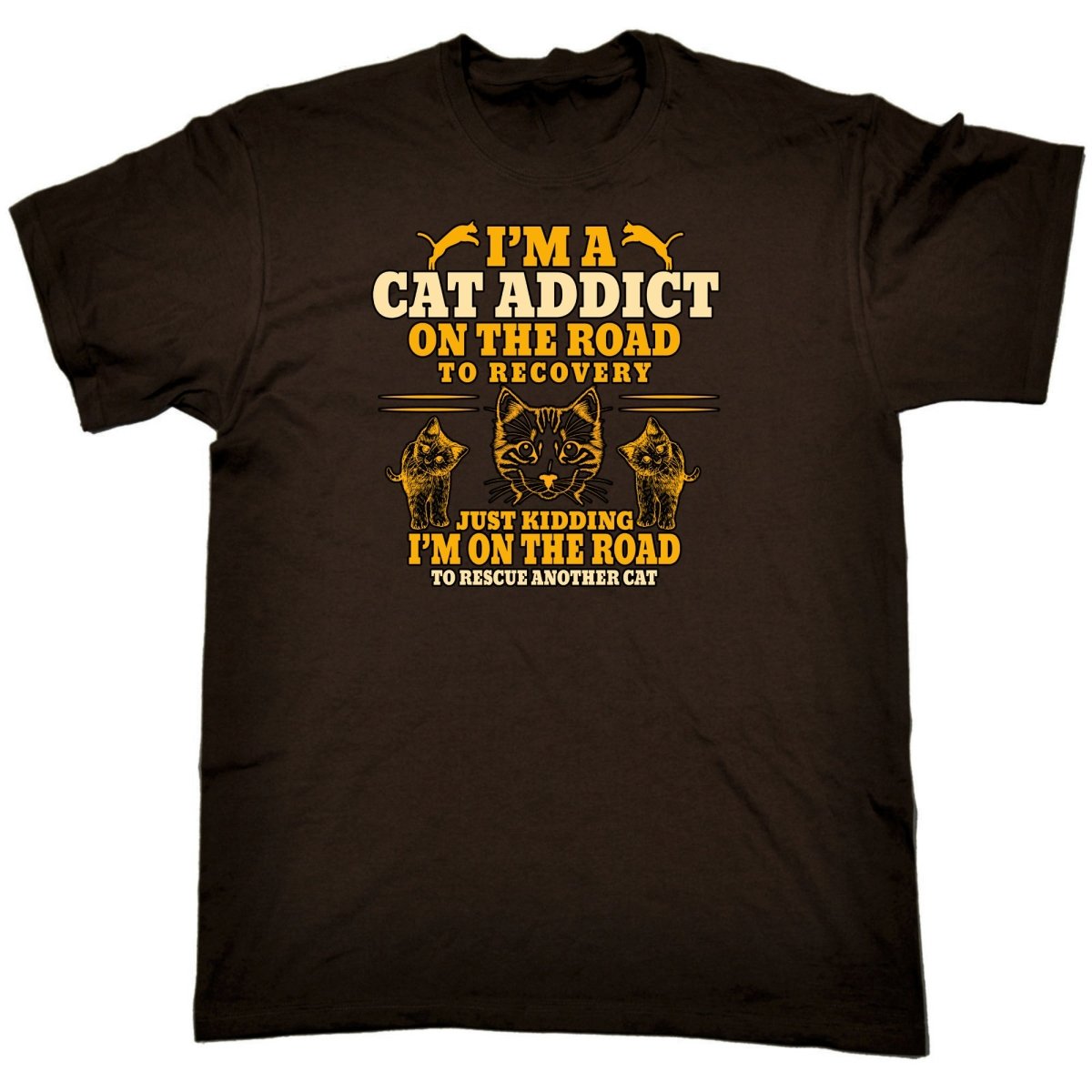 Cat Addict On The Road To Recovery Kitten Pussy Cats - Mens Funny T-Shirt Tshirts Tee Shirt - 123t Australia | Funny T-Shirts Mugs Novelty Gifts