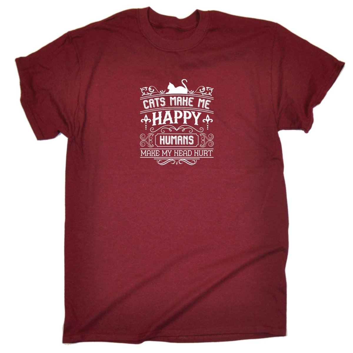 Cats Make Me Happy Humans Head Hurts Kitten Pussy Cat - Mens Funny T-Shirt Tshirts Tee Shirt - 123t Australia | Funny T-Shirts Mugs Novelty Gifts