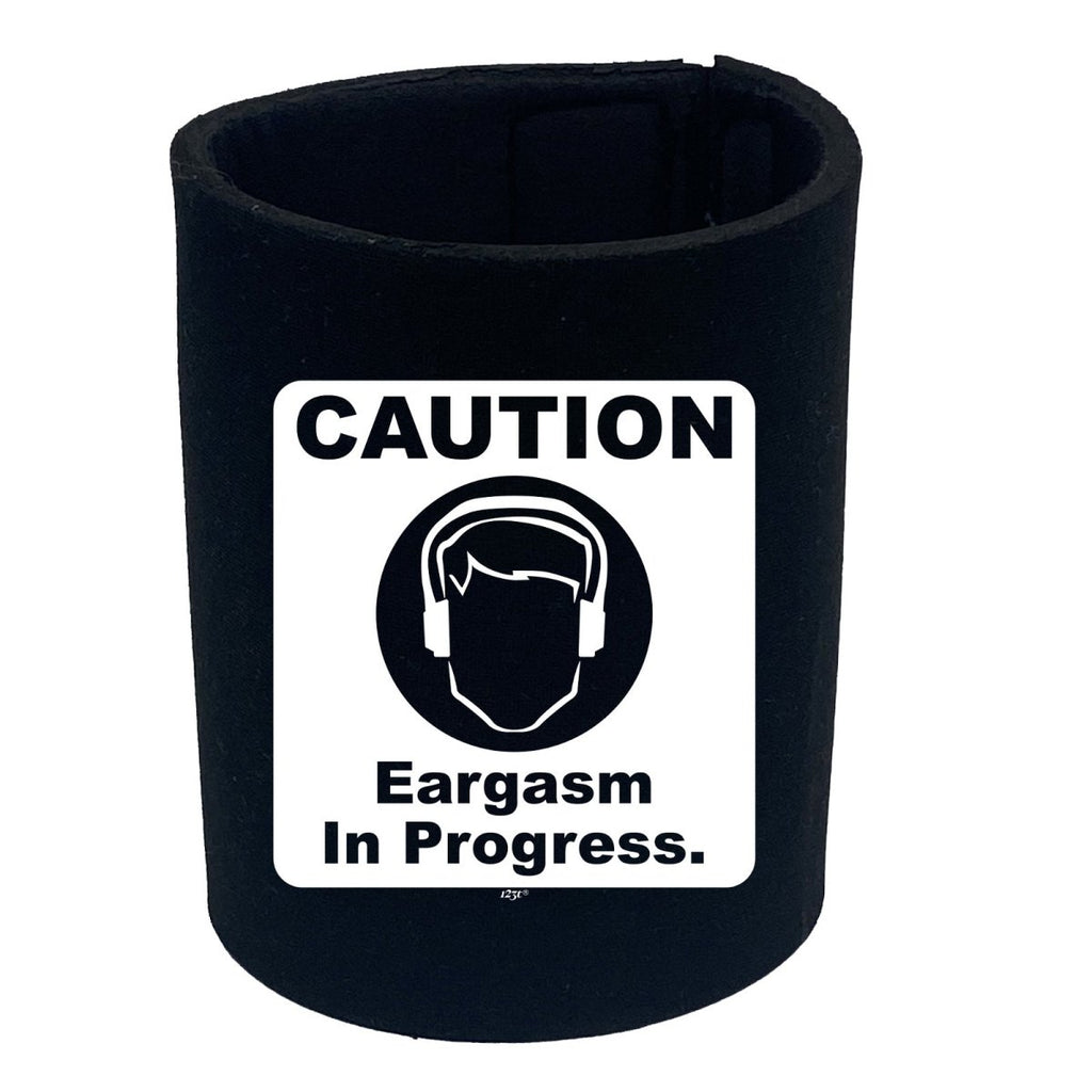Caution Eargasm In Progress - Funny Novelty Stubby Holder - 123t Australia | Funny T-Shirts Mugs Novelty Gifts