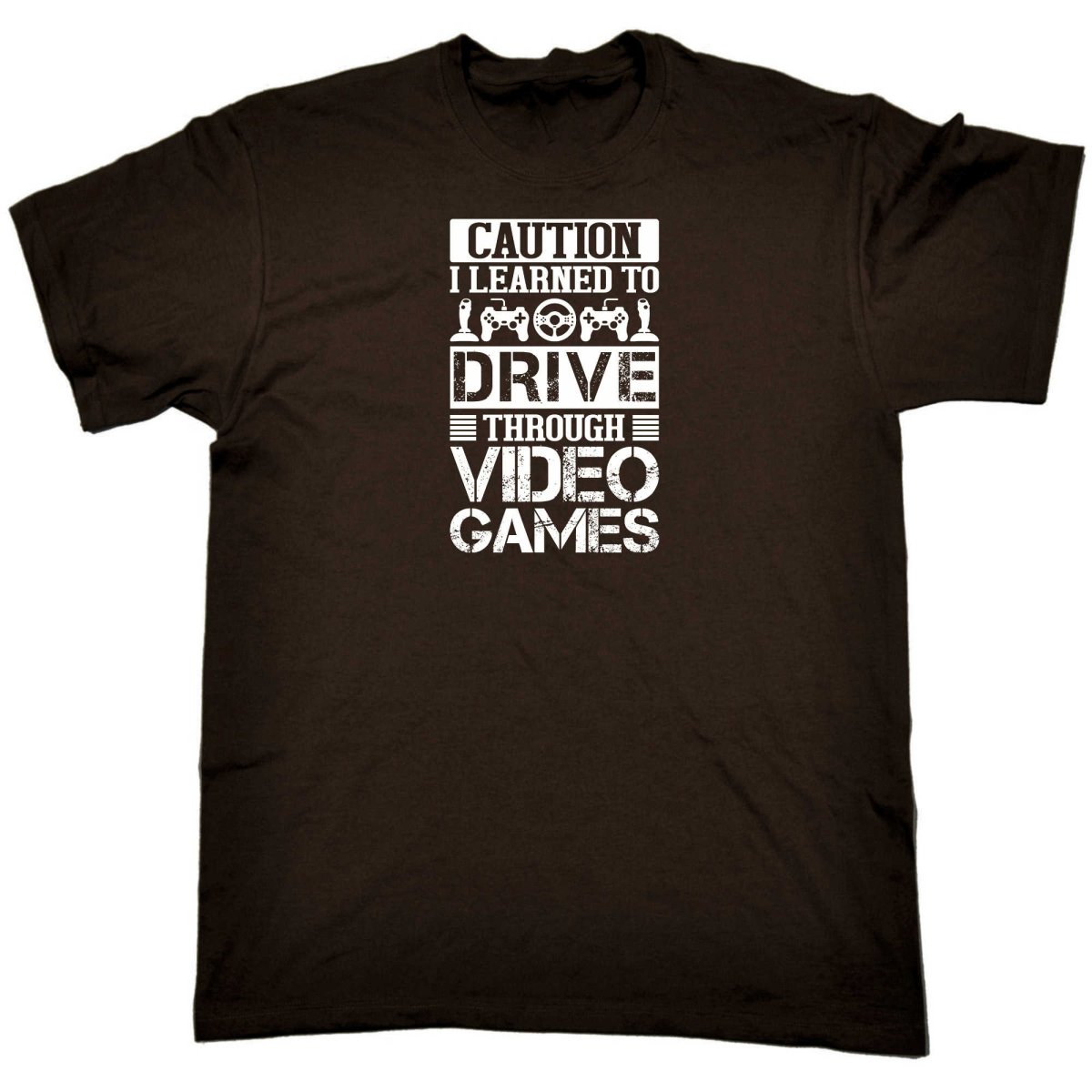 Caution I Learned To Drive Through Video Games Gamer - Mens Funny T-Shirt Tshirts - 123t Australia | Funny T-Shirts Mugs Novelty Gifts