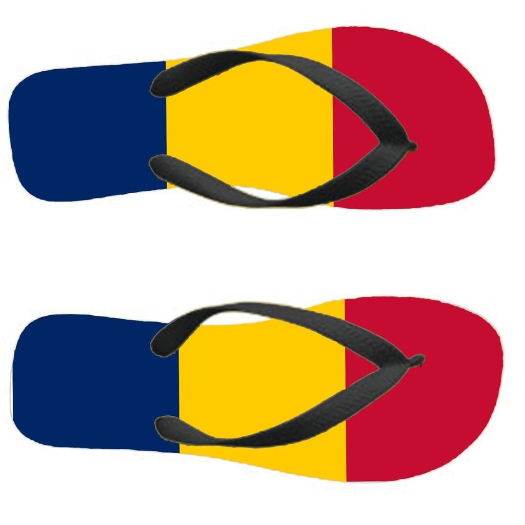 Chad Flip Flops Thongs Country Flag Nationality Supporter Flags Sandals - 123t Australia | Funny T-Shirts Mugs Novelty Gifts