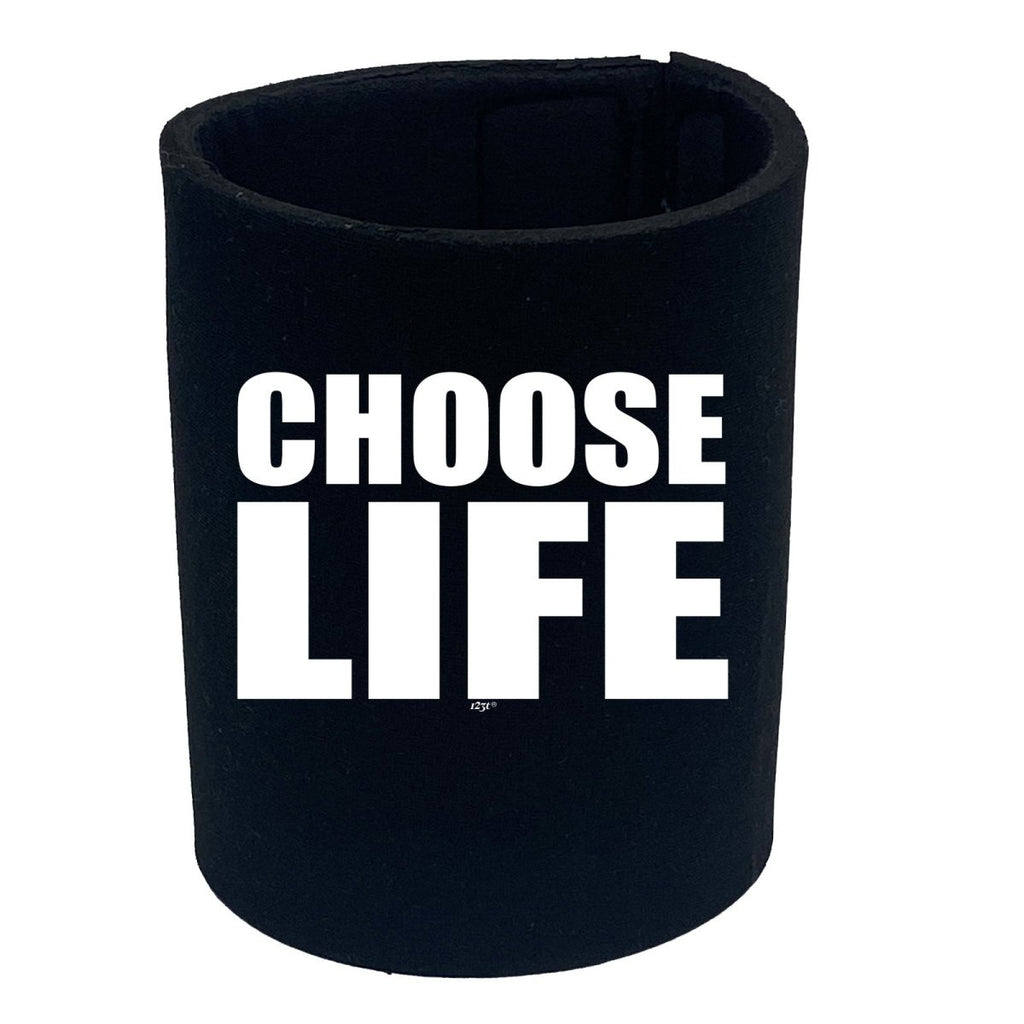 Choose Life White - Funny Novelty Stubby Holder - 123t Australia | Funny T-Shirts Mugs Novelty Gifts