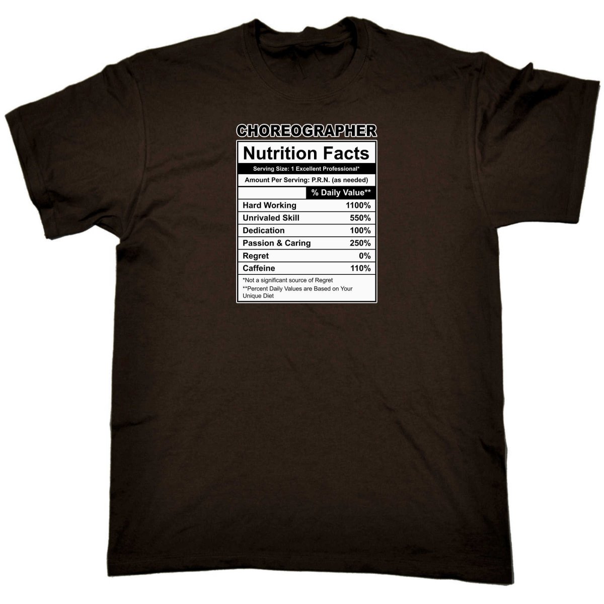 Choreographer Nutrition Facts - Mens Funny T-Shirt Tshirts - 123t Australia | Funny T-Shirts Mugs Novelty Gifts