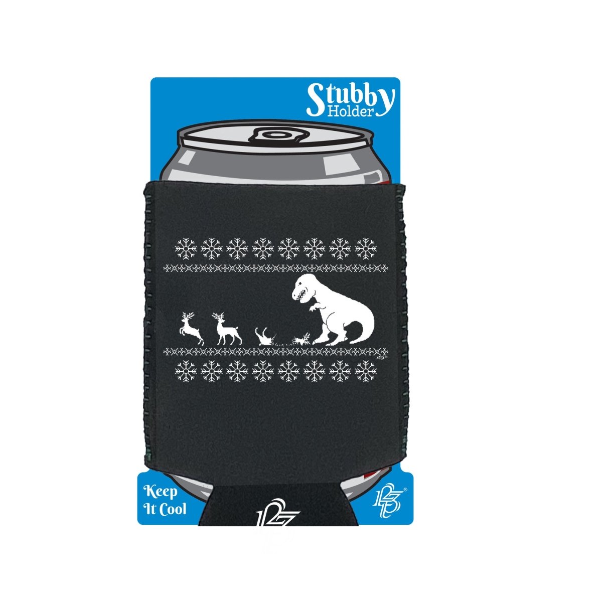 Christmas Lunch For Trex Jumper - Funny Novelty Stubby Holder With Base - 123t Australia | Funny T-Shirts Mugs Novelty Gifts