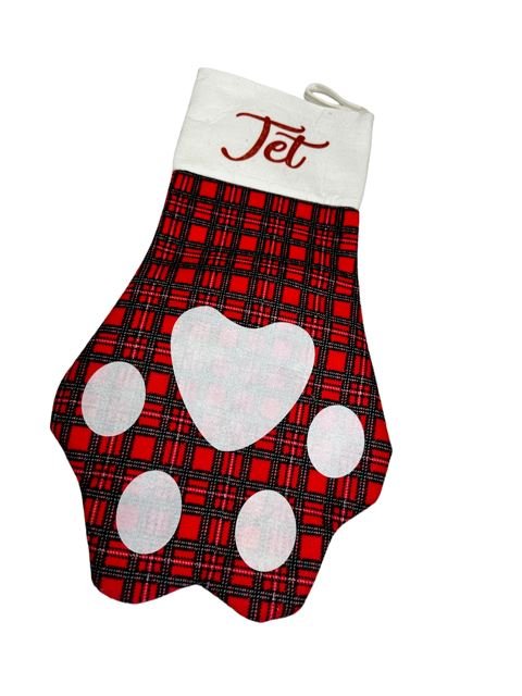 Christmas Pet Stocking Gift Bag Dog Cat Paw Socks Xmas Tree Decorations ANY NAME - 123t Australia | Funny T-Shirts Mugs Novelty Gifts