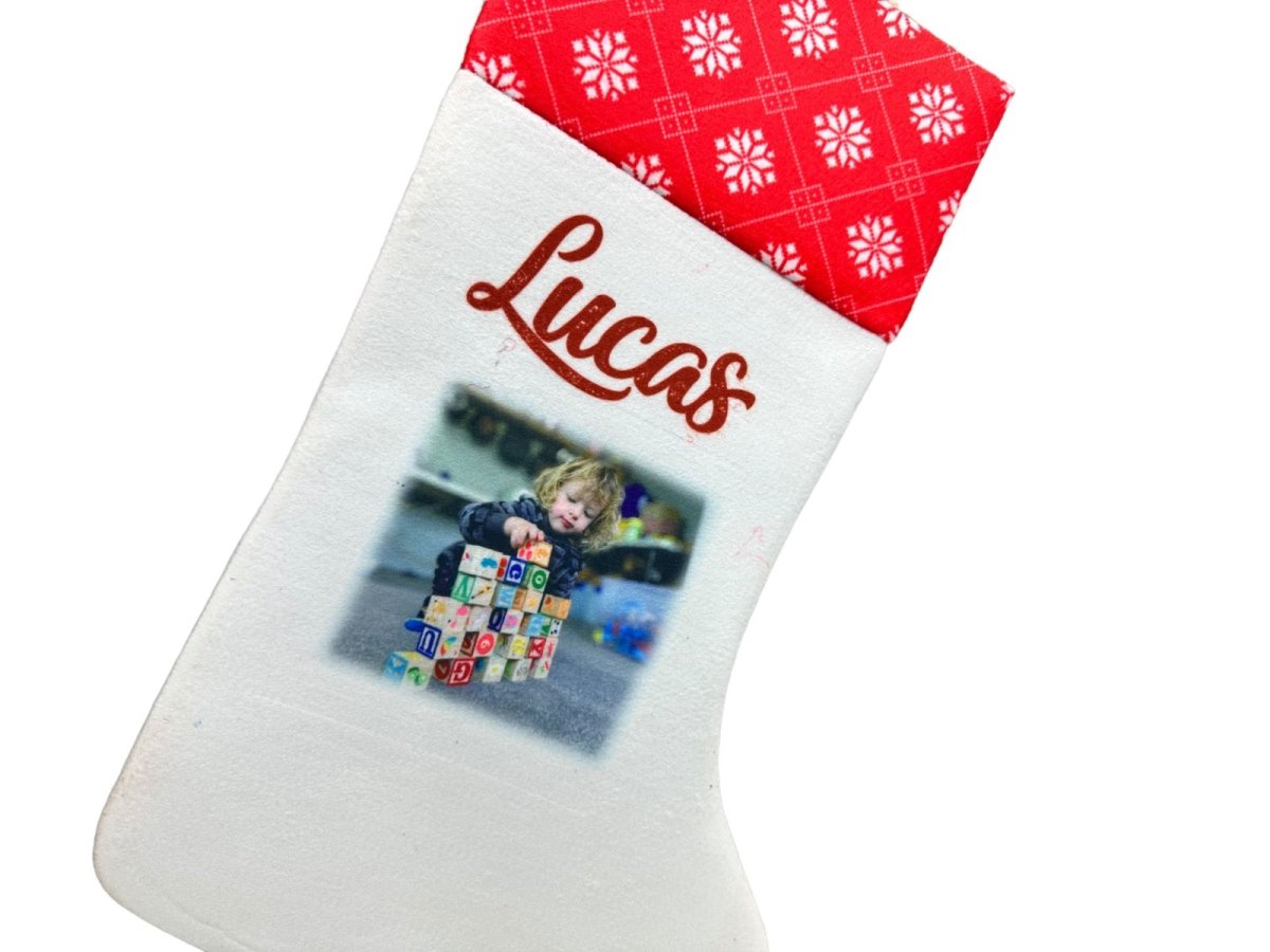 Christmas Stocking Personalised Xmas Text Image Tree Gifts Bag Gifts Stockings - 123t Australia | Funny T-Shirts Mugs Novelty Gifts