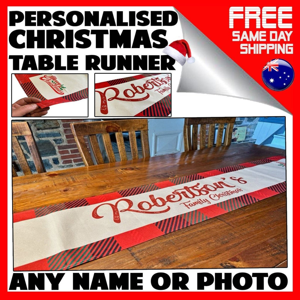 Christmas Table Runner Family Personalised Tablecloth Christmas Xmas Decorations - 123t Australia | Funny T-Shirts Mugs Novelty Gifts