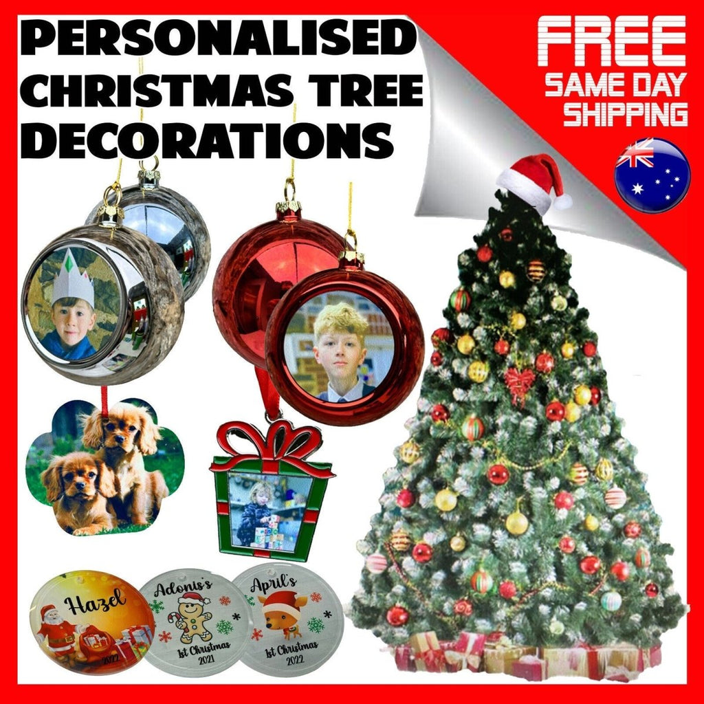 Christmas Tree Decorations Personalised Photo Xmas Ornaments Hanging Decoration - 123t Australia | Funny T-Shirts Mugs Novelty Gifts