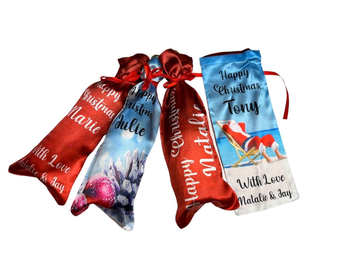Christmas Wine Bottle Bag - Personalised Santa Claus Cover Xmas Decor Gift Bags - 123t Australia | Funny T-Shirts Mugs Novelty Gifts