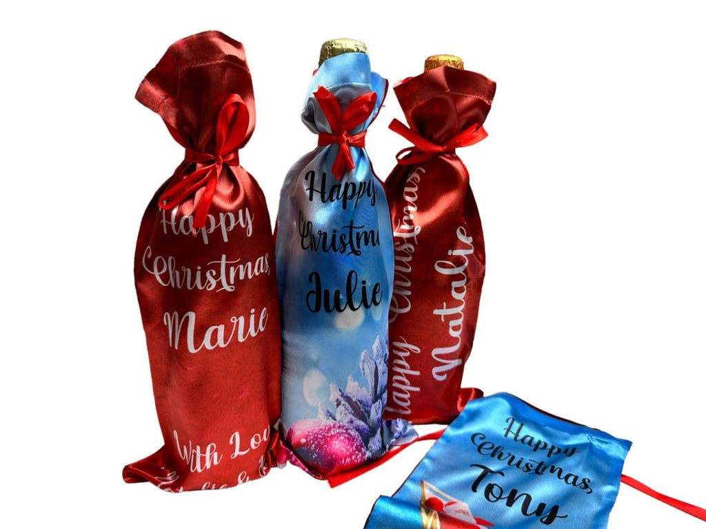 Christmas Wine Bottle Bag - Personalised Santa Claus Cover Xmas Decor Gift Bags - 123t Australia | Funny T-Shirts Mugs Novelty Gifts