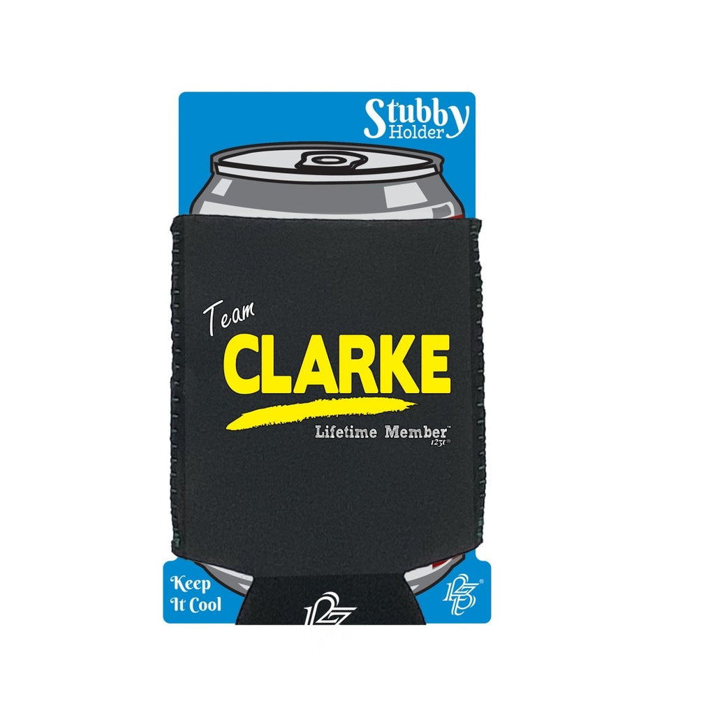 Clarke V1 Lifetime Member - Funny Novelty Stubby Holder With Base - 123t Australia | Funny T-Shirts Mugs Novelty Gifts