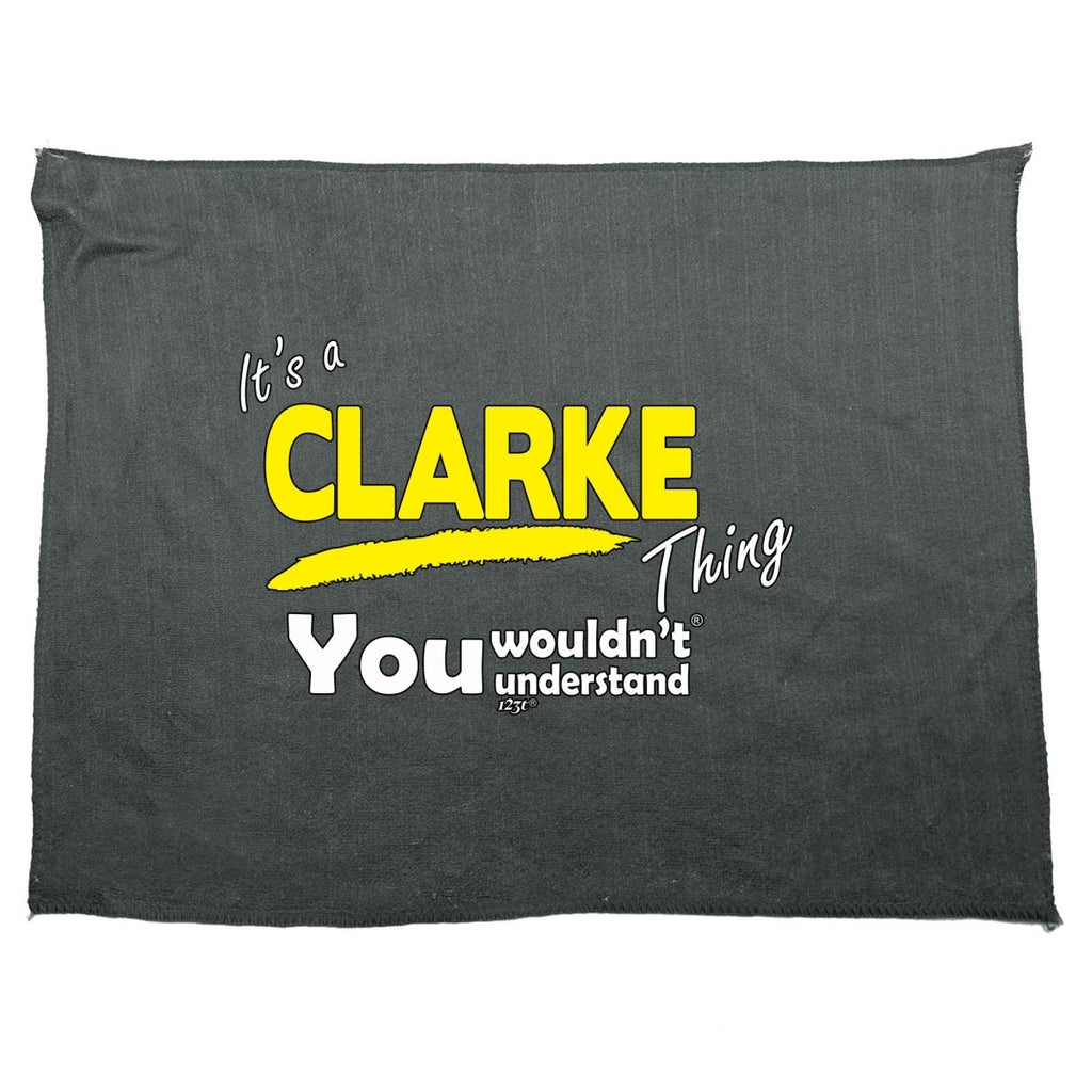 Clarke V1 Surname Thing - Funny Novelty Soft Sport Microfiber Towel - 123t Australia | Funny T-Shirts Mugs Novelty Gifts