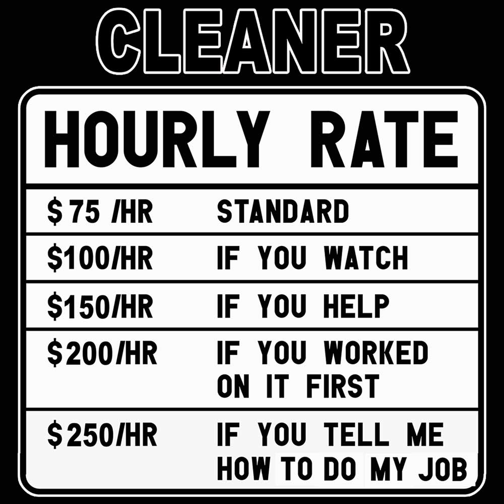 Cleaner Hourly Rate - Mens Funny T-Shirt Tshirts - 123t Australia | Funny T-Shirts Mugs Novelty Gifts