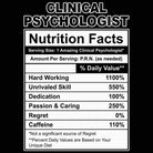Clinical Psychologist Nutrition Facts - Mens Funny T-Shirt Tshirts - 123t Australia | Funny T-Shirts Mugs Novelty Gifts