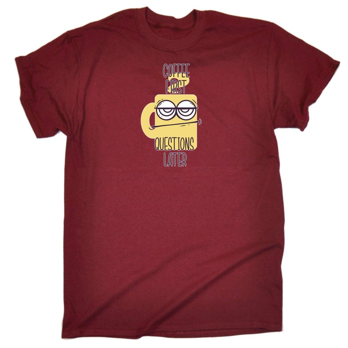 Coffee First Questions Later - Mens Funny T-Shirt Tshirts - 123t Australia | Funny T-Shirts Mugs Novelty Gifts